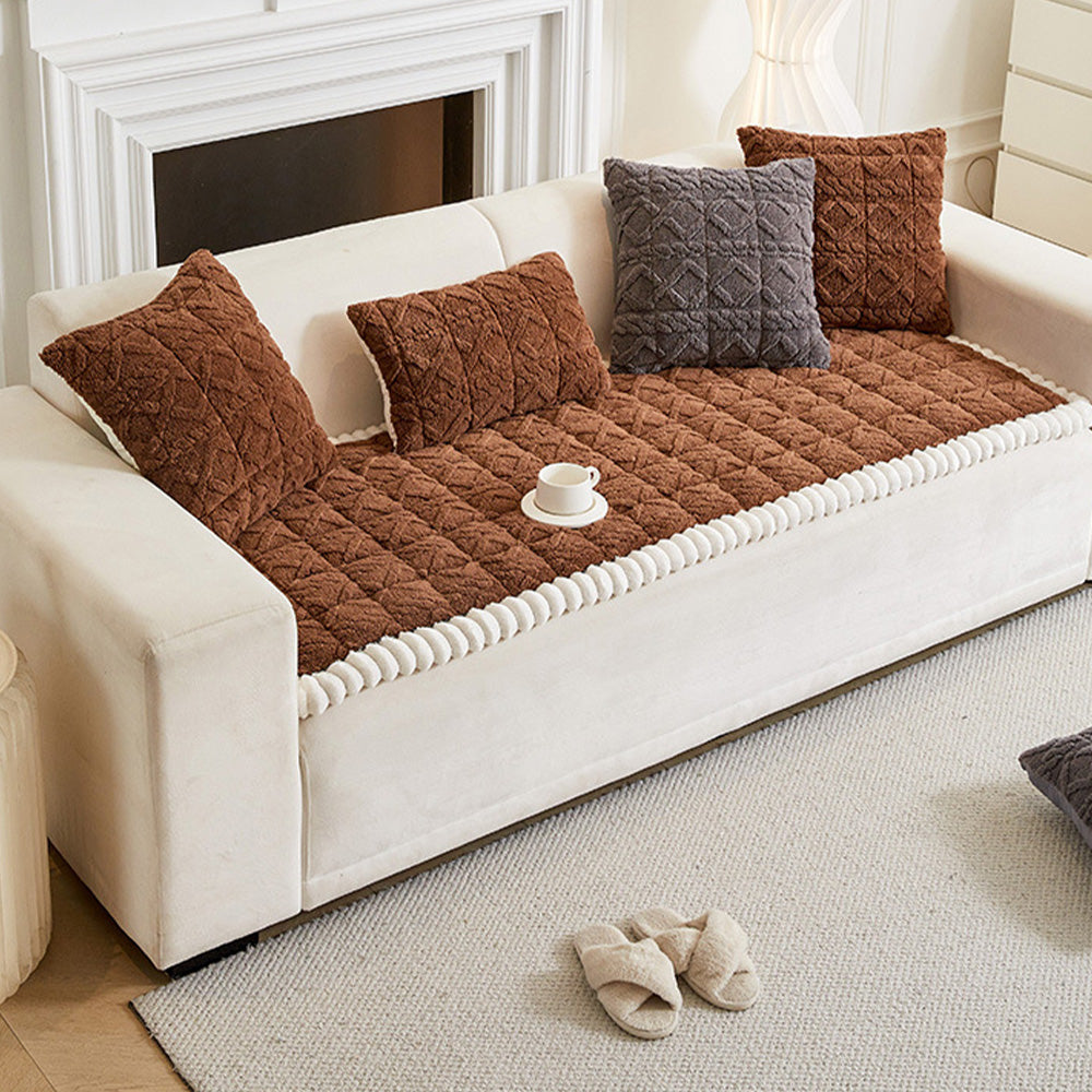 Cubierta de sofá anti-deslizamiento de muebles cuadrados a cuadros suaves suaves
