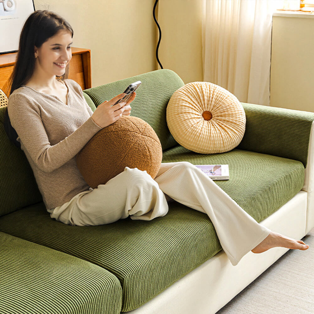 Corton de cuerda de franja vertical anti-scratch estirado cubierta de sofá de cubierta completa