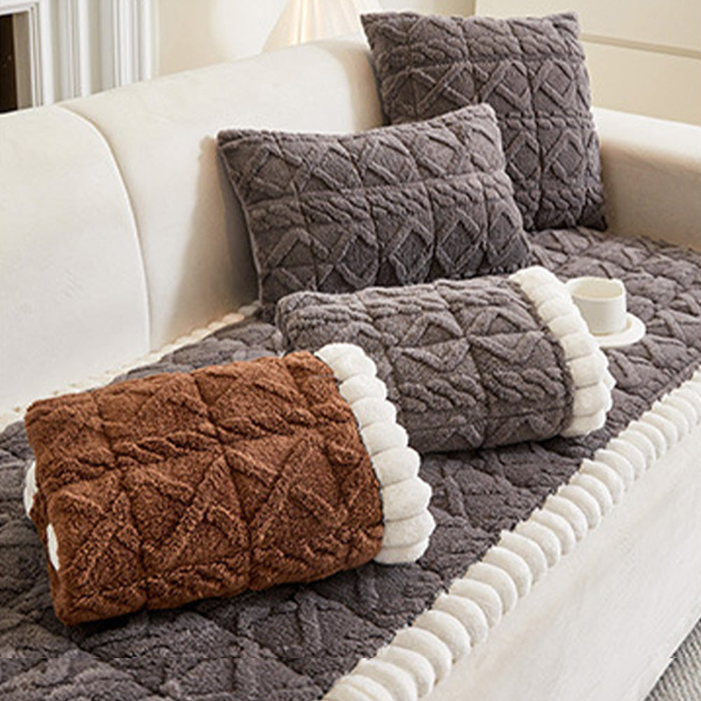 Cubierta de sofá anti-deslizamiento de muebles cuadrados a cuadros suaves suaves