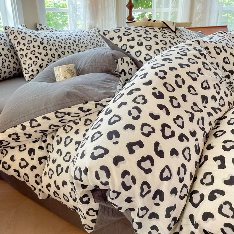 Modern Cozy Style Striped Textured Duvet Cover Bed Sheet Set