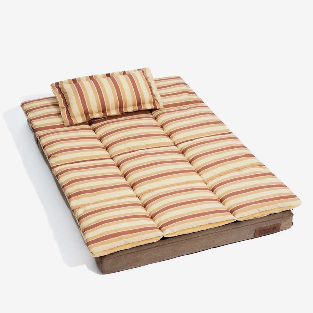 Trendy Striped Detachable Dual-layer Orthopedic Dog Bed With Pillow - CloudNap