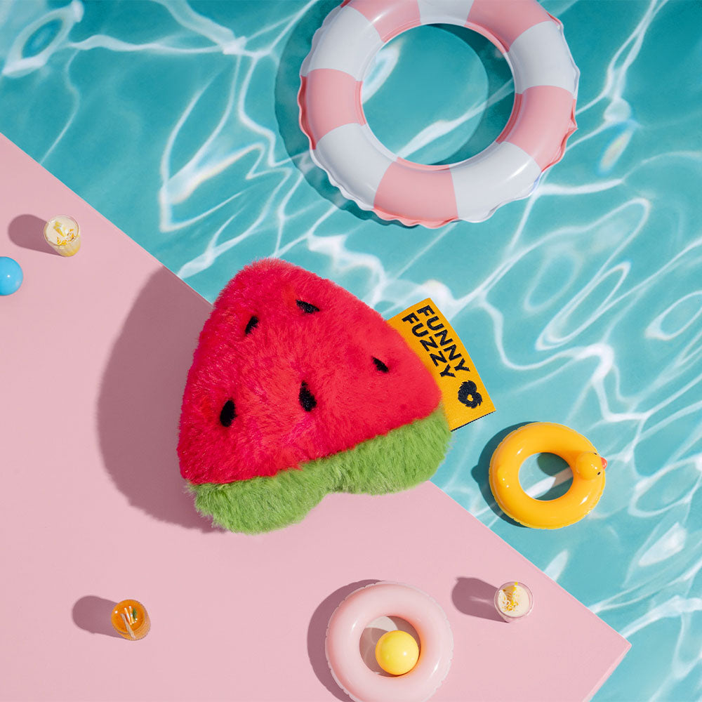 FUNNYFUZZY Summer JuicyBite Plush Squeaky Dog Toy – Watermelon