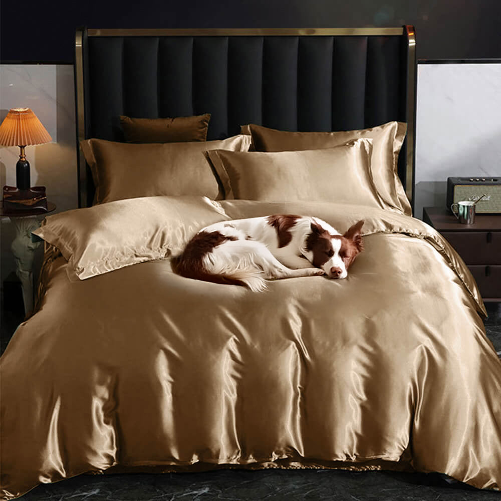 Luxurious Cooling Glossy Double-Sided Satin Bed Sheet Set