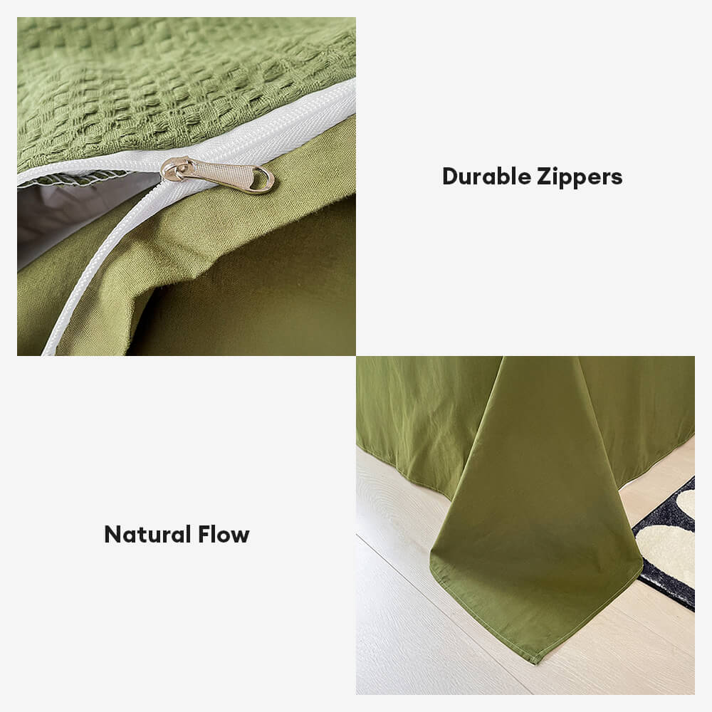 Premium Waffle Weave Breathable Cotton Bed Sheet Set