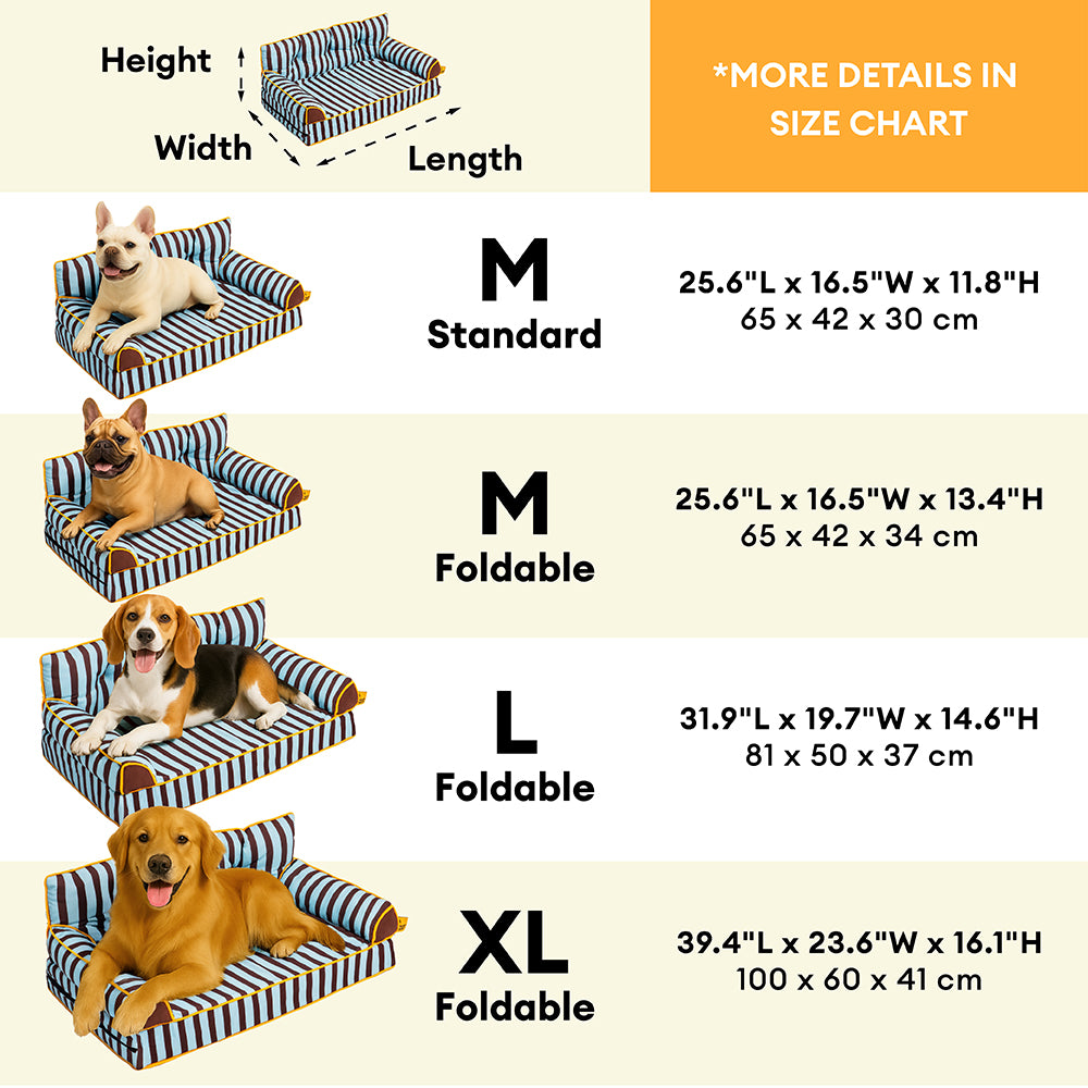 Stripe Waterproof Foldable Large Dog Sofa Bed - Sunny Siesta
