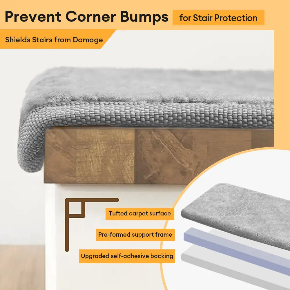 Sólido <tc>Color</tc> Protectores de escalera de felpa con cinta antideslizante y alfombras gratis