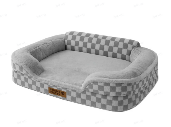 Checkered Fluffy Warm Washable Orthopedic Dog Bolster Bed – CloudNooki