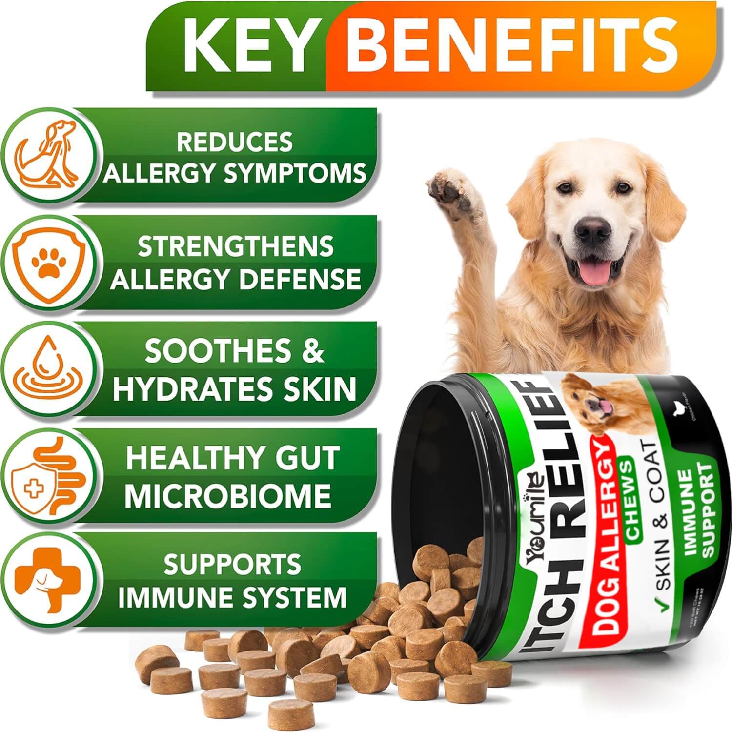 Allergy Relief Soft Chews for Dogs - Soothing Itching and Enhancing Immune Support