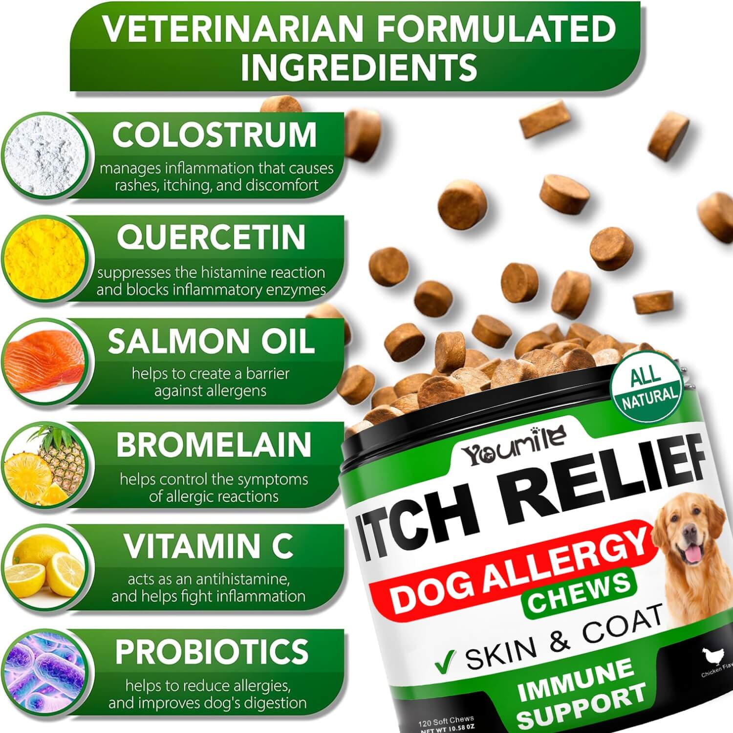 Allergy Relief Soft Chews for Dogs - Soothing Itching and Enhancing Immune Support