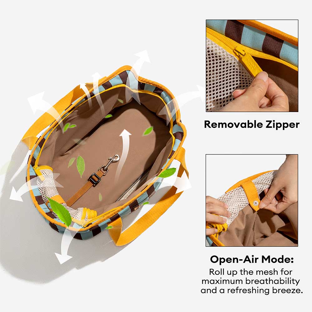 Stripe Eco-friendly Waterproof Breathable Mesh Safe Pet Carrier - CityBreeze
