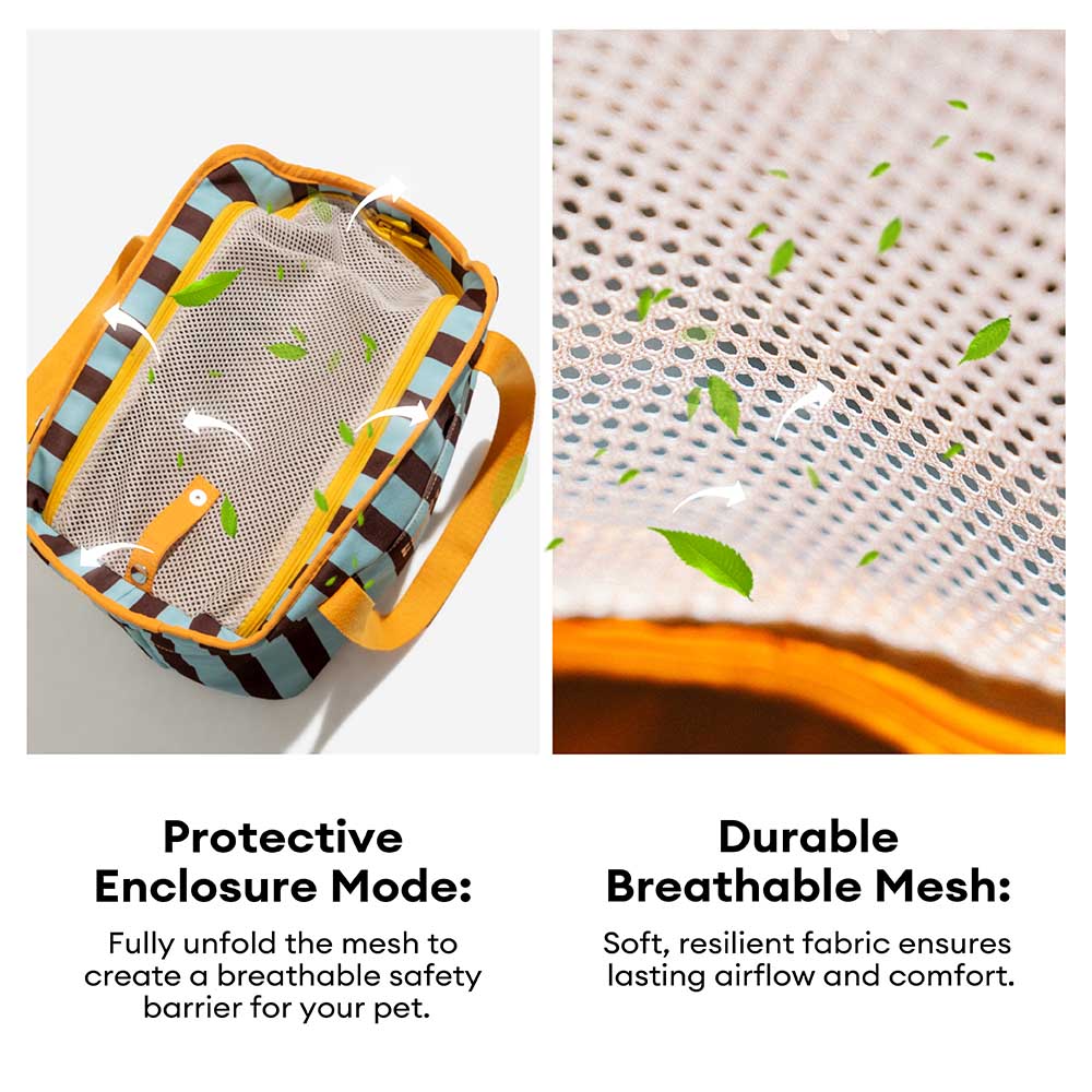 Stripe Eco-friendly Waterproof Breathable Mesh Safe Pet Carrier - CityBreeze