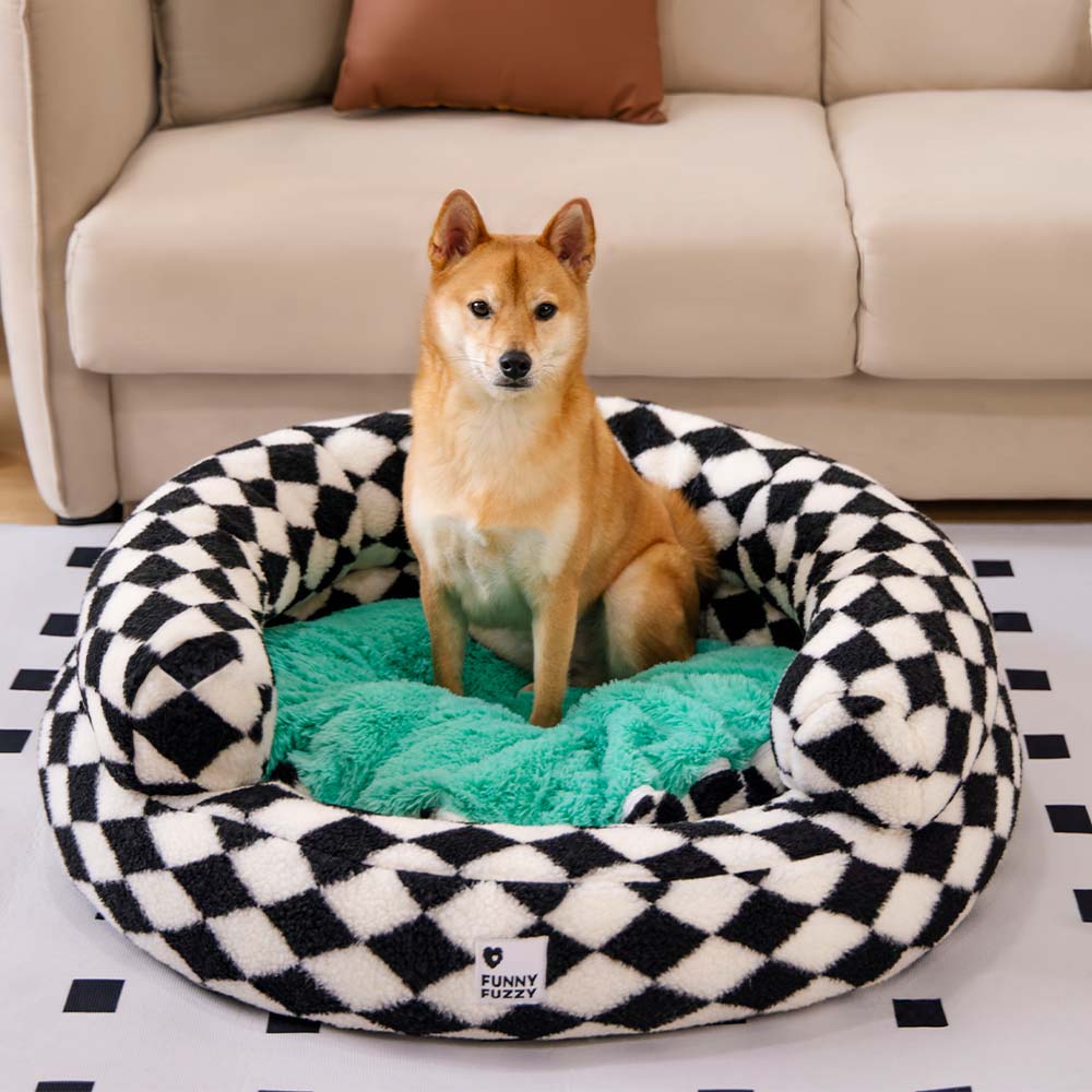 Cama clásica de Donut Dog Bolster Donut Bolster Argyle - Haven acogedor