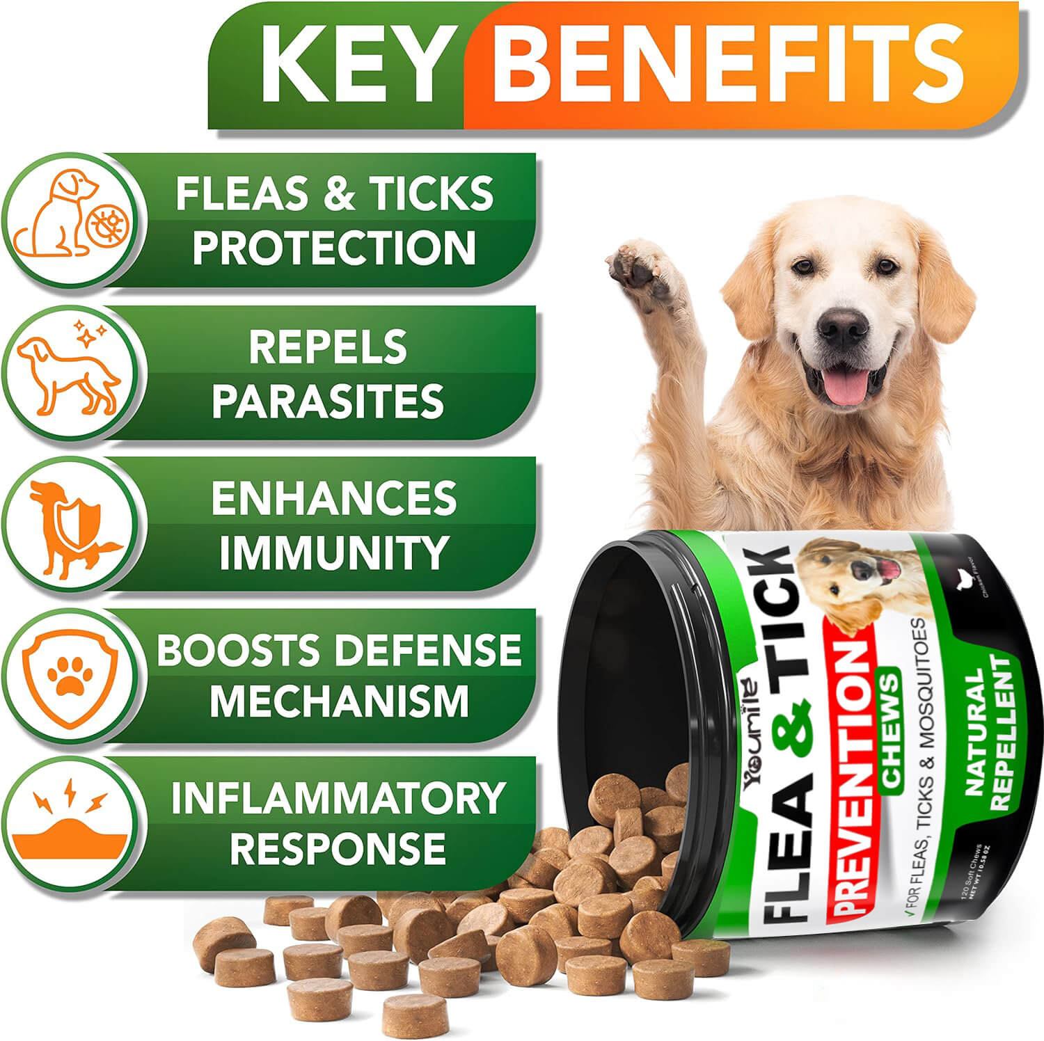 Dog Flea and Tick Treatment Chewable Supplement - Chicken Flavor