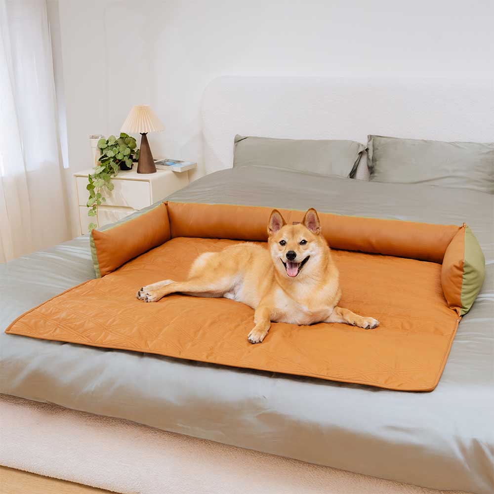 Deluxe Water-repellent Faux Leather Bolster Dog Mat Couch Cover