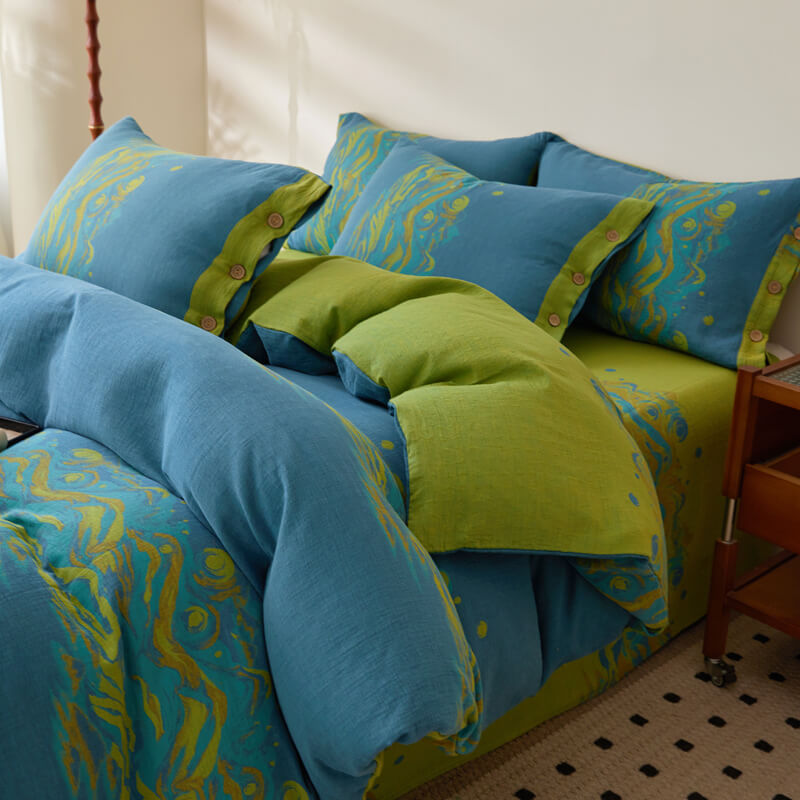 Double-Layer Cotton Yarn-Dyed Comfortable Stylish Bed Sheet Set