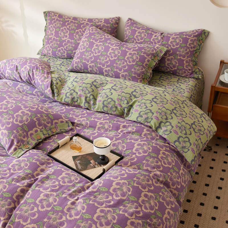 Double-Layer Cotton Yarn-Dyed Comfortable Stylish Bed Sheet Set