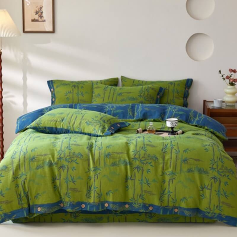 Double-Layer Cotton Yarn-Dyed Comfortable Stylish Bed Sheet Set