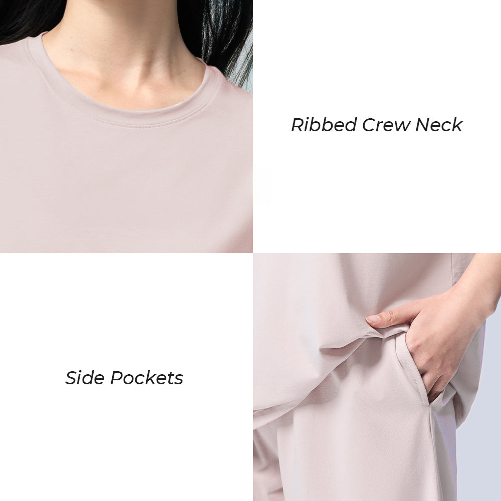 Resistente al pelo de mascotas ecológico y puro <tc>Color</tc> Conjunto de pijama para parejas de manga corta y cuello redondo