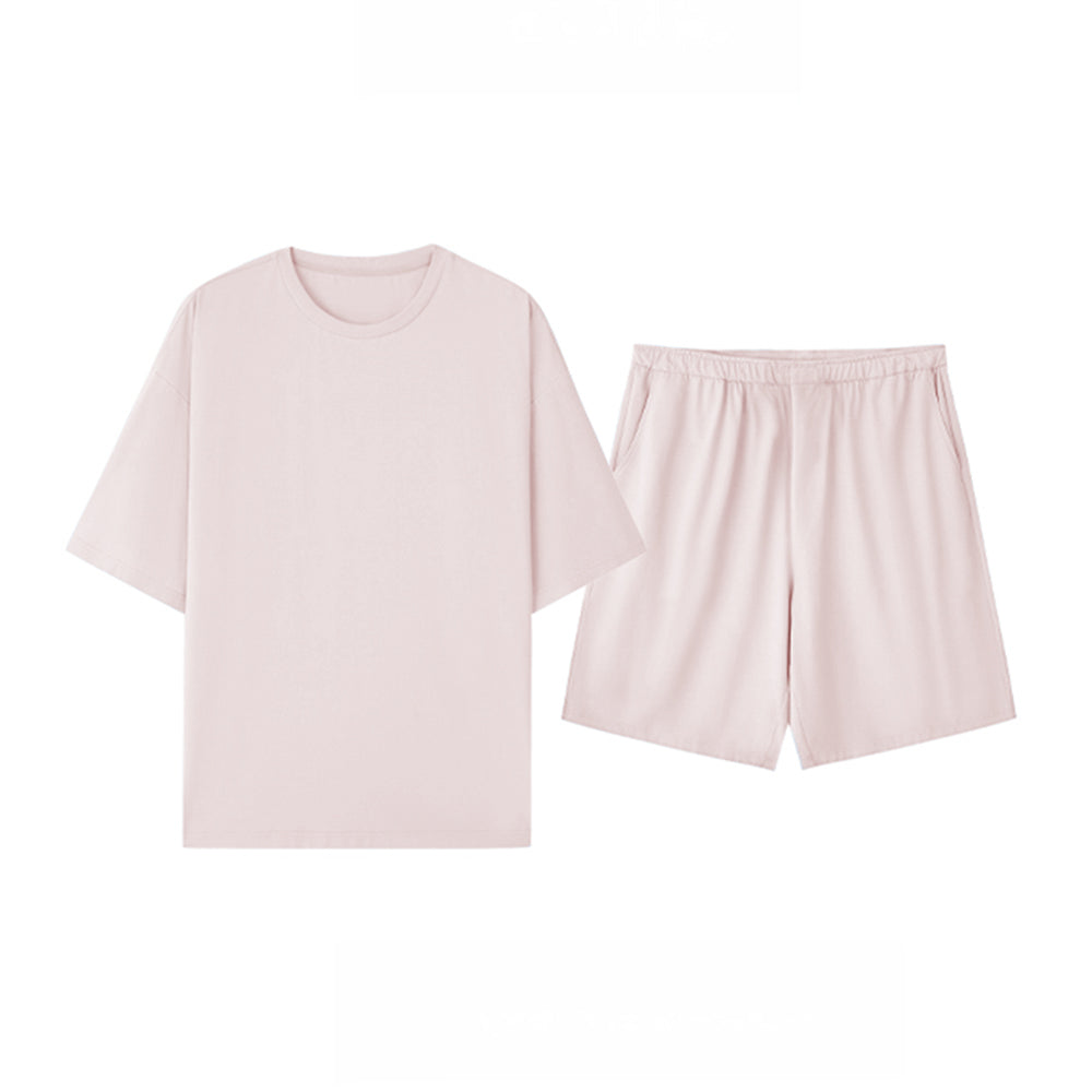 Resistente al pelo de mascotas ecológico y puro <tc>Color</tc> Conjunto de pijama para parejas de manga corta y cuello redondo