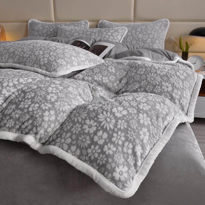 Ensemble de draps de lit élégant en velours sculpté, motif floral, doux pour la peau
