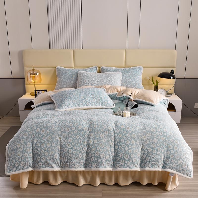 Ensemble de draps de lit élégant en velours sculpté, motif floral, doux pour la peau