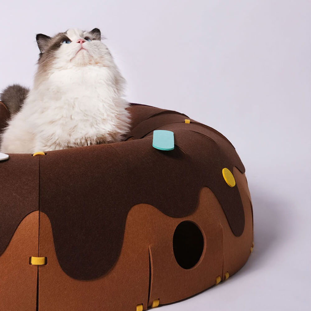 Donut-Shaped Felt Play Tunnel for Cats – Fun and Cozy Cat Tunnel