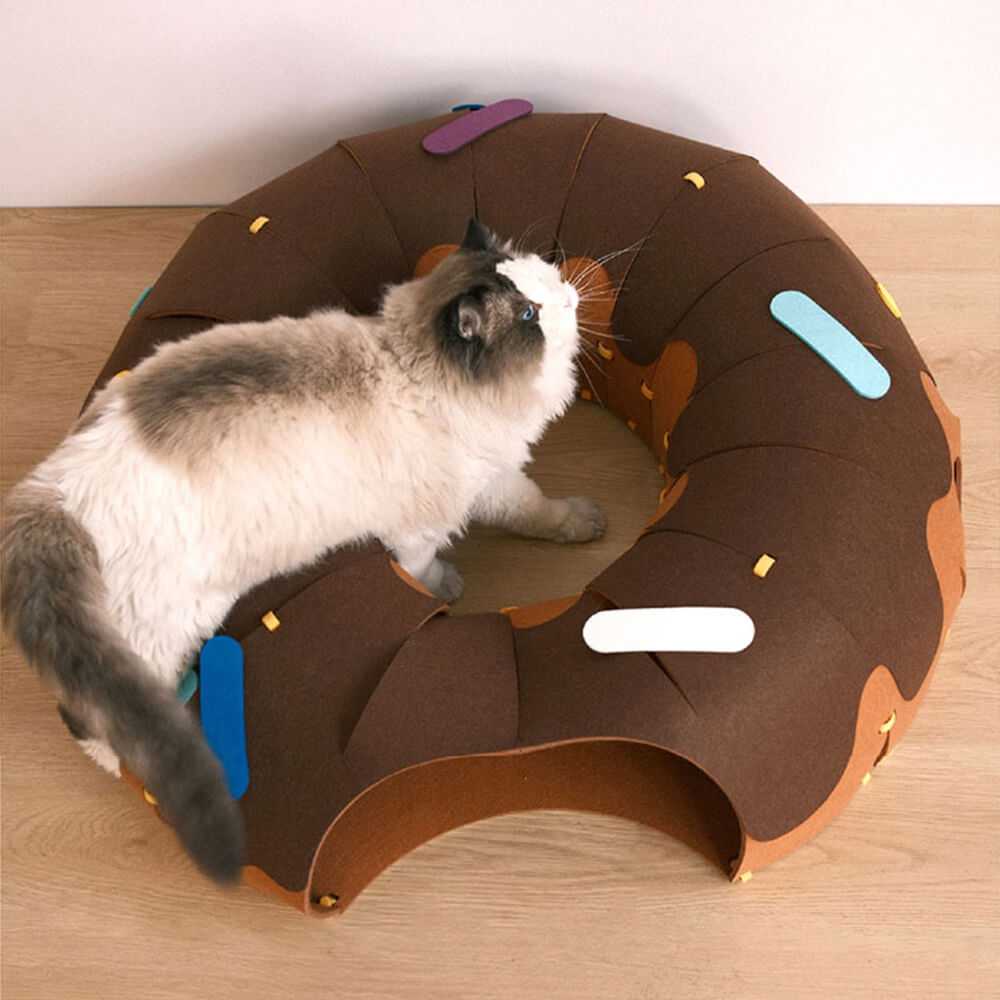 Donut-Shaped Felt Play Tunnel for Cats – Fun and Cozy Cat Tunnel