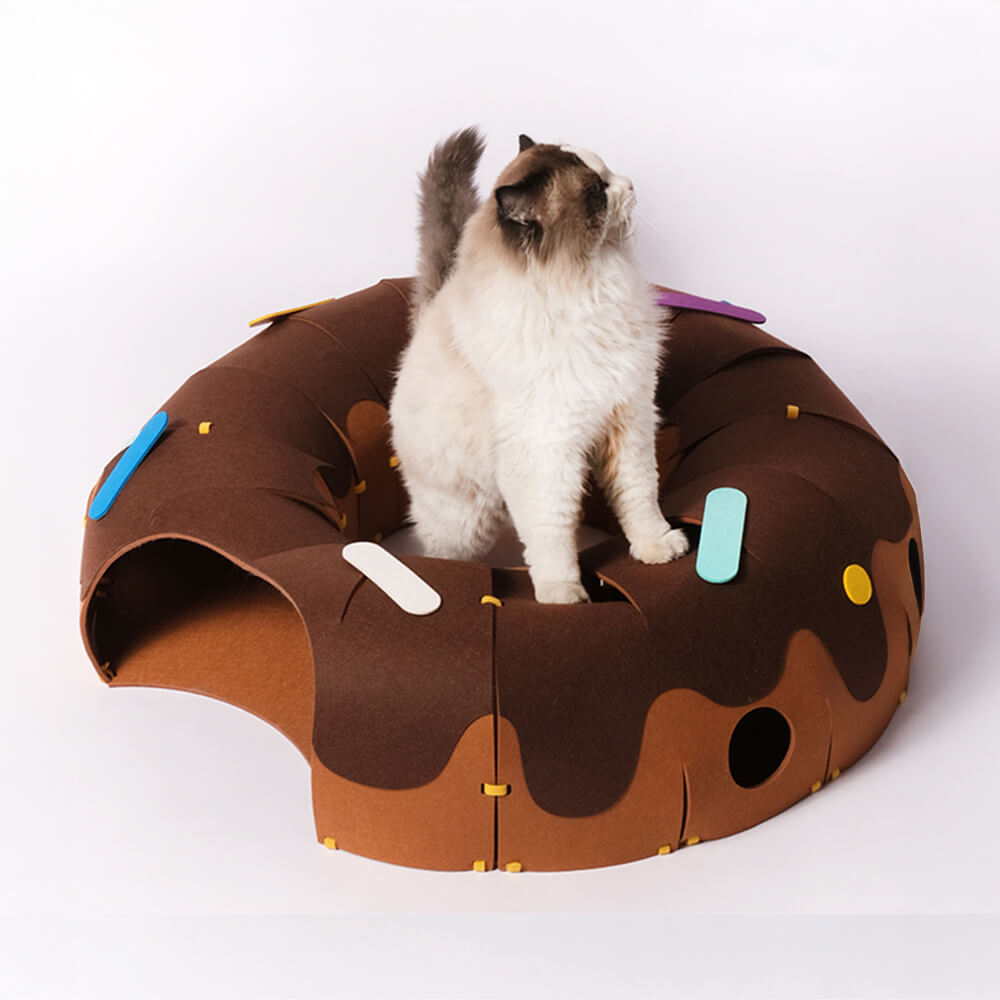 Donut-Shaped Felt Play Tunnel for Cats – Fun and Cozy Cat Tunnel