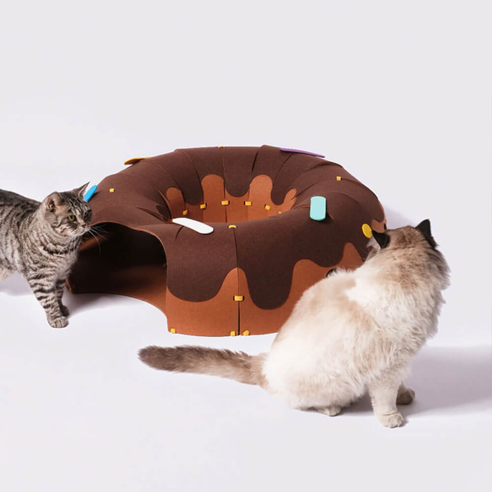 Donut-Shaped Felt Play Tunnel for Cats – Fun and Cozy Cat Tunnel