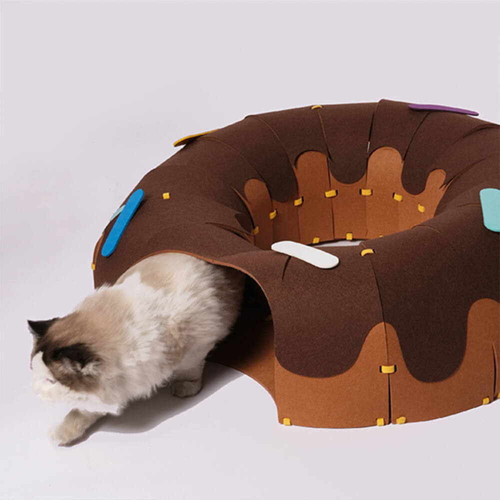 Donut-Shaped Felt Play Tunnel for Cats – Fun and Cozy Cat Tunnel