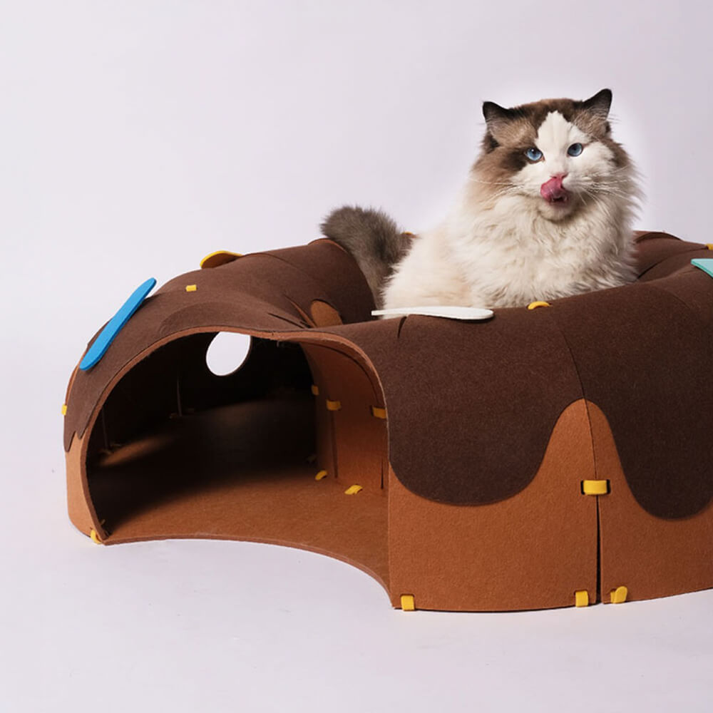 Donut-Shaped Felt Play Tunnel for Cats – Fun and Cozy Cat Tunnel