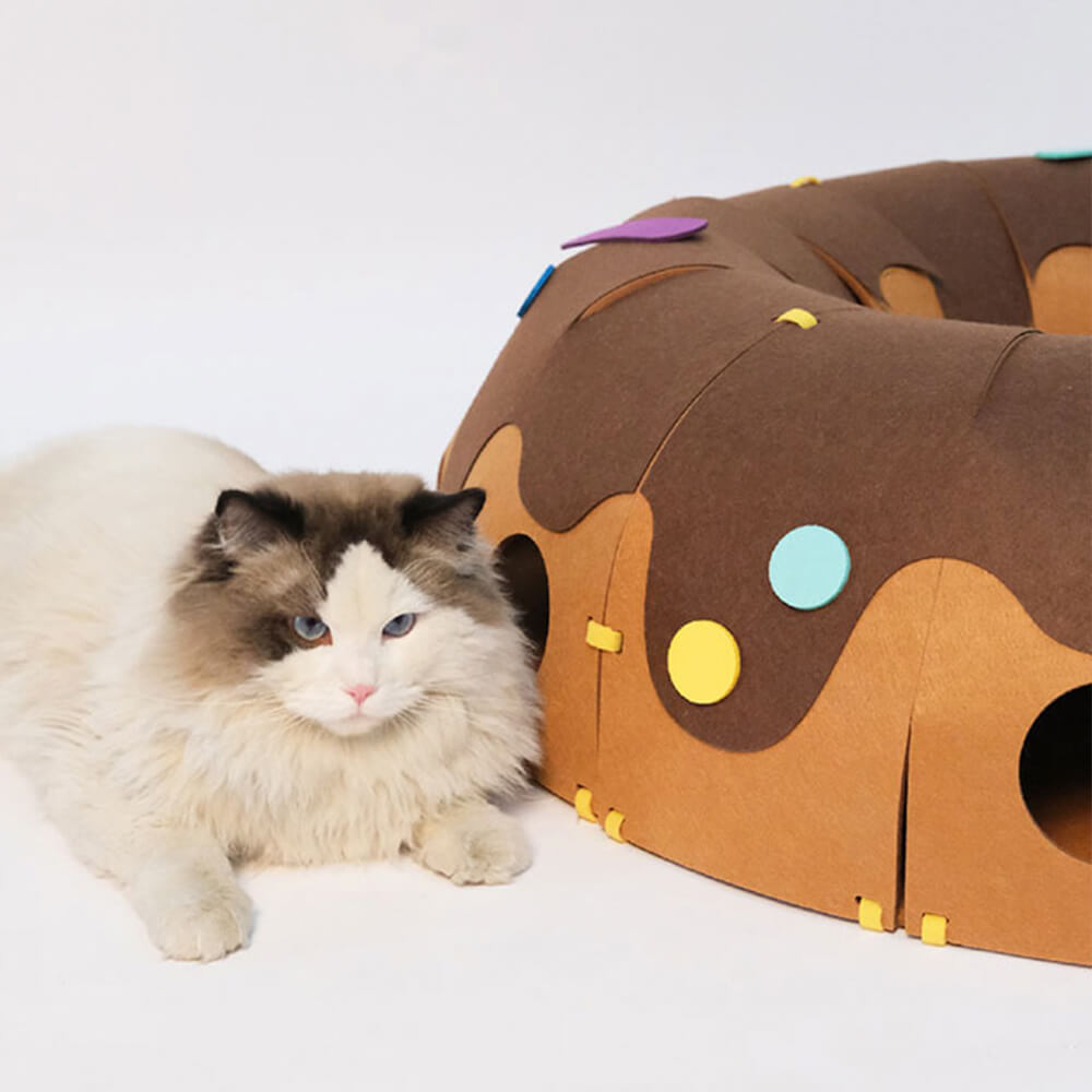 Donut-Shaped Felt Play Tunnel for Cats – Fun and Cozy Cat Tunnel