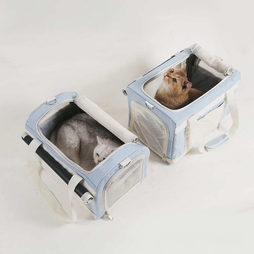 Double-Layer Spacious Multi-Cat Travel Rolling Pet Carrier Bag with Wheels