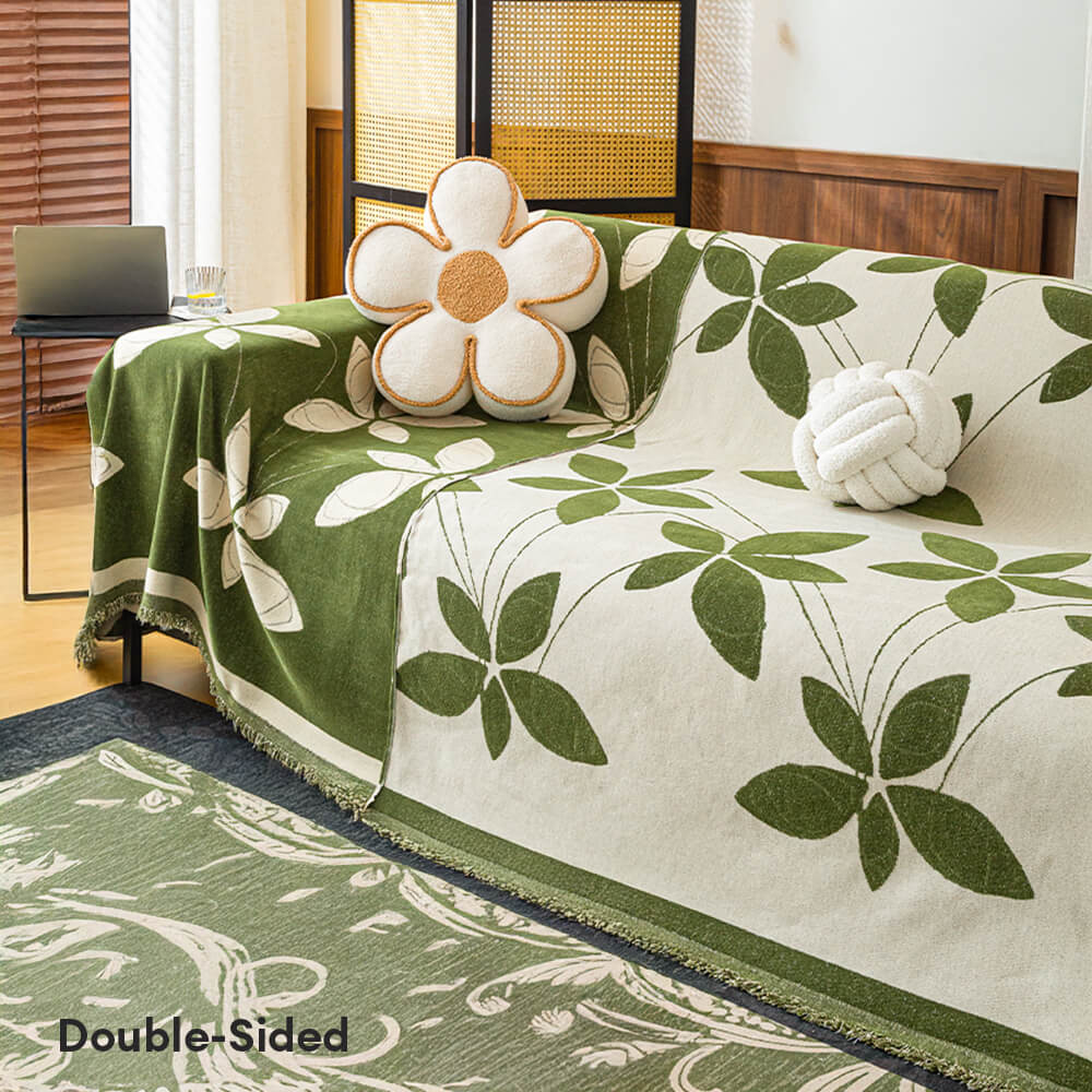 Elegant Reversible Chenille Patterned Throw Couch Cover