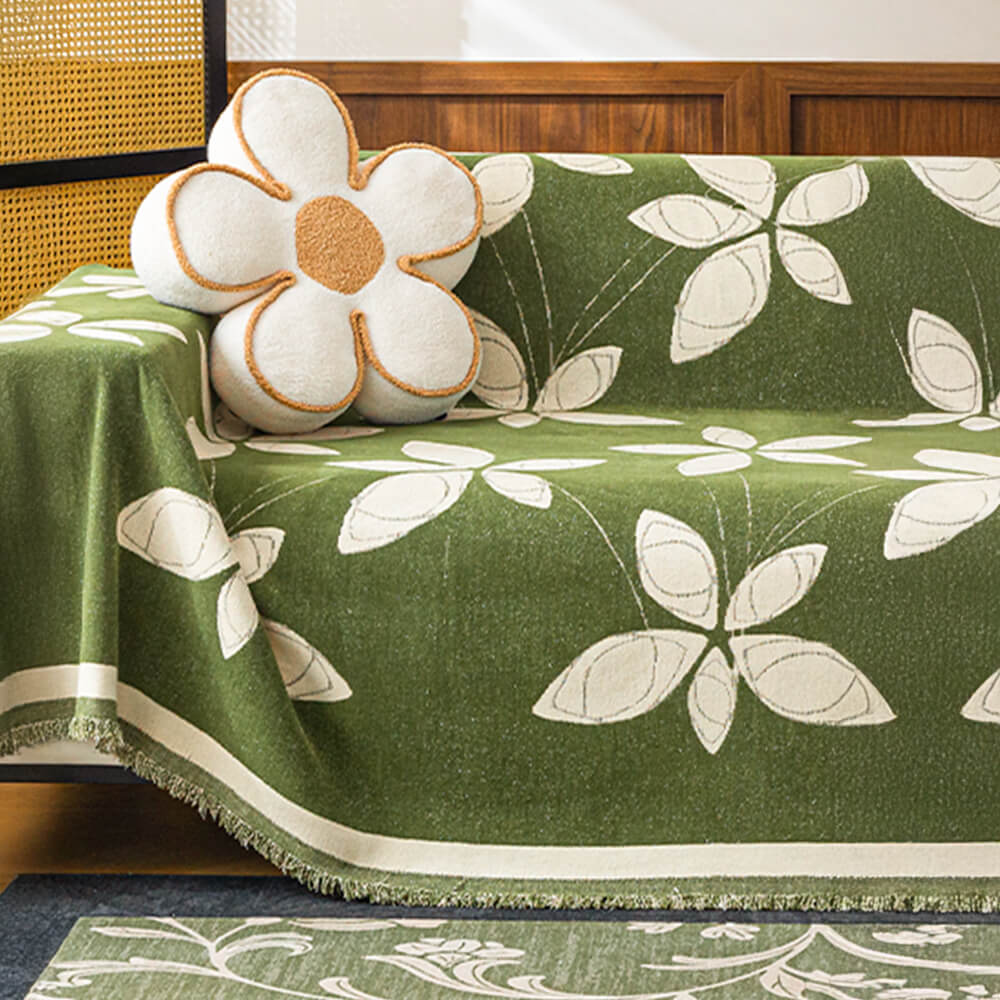 Elegant Reversible Chenille Patterned Throw Couch Cover
