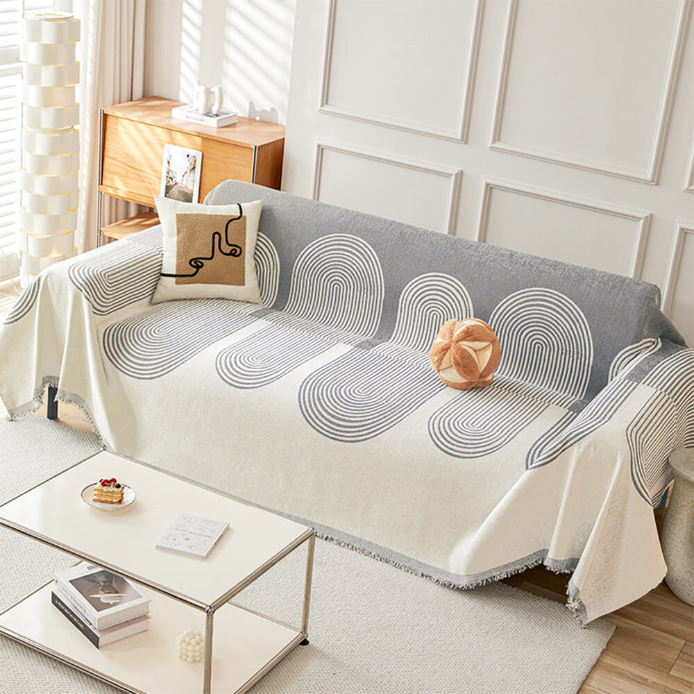 Geometric Pattern Reversible Chenille Throw Couch Cover
