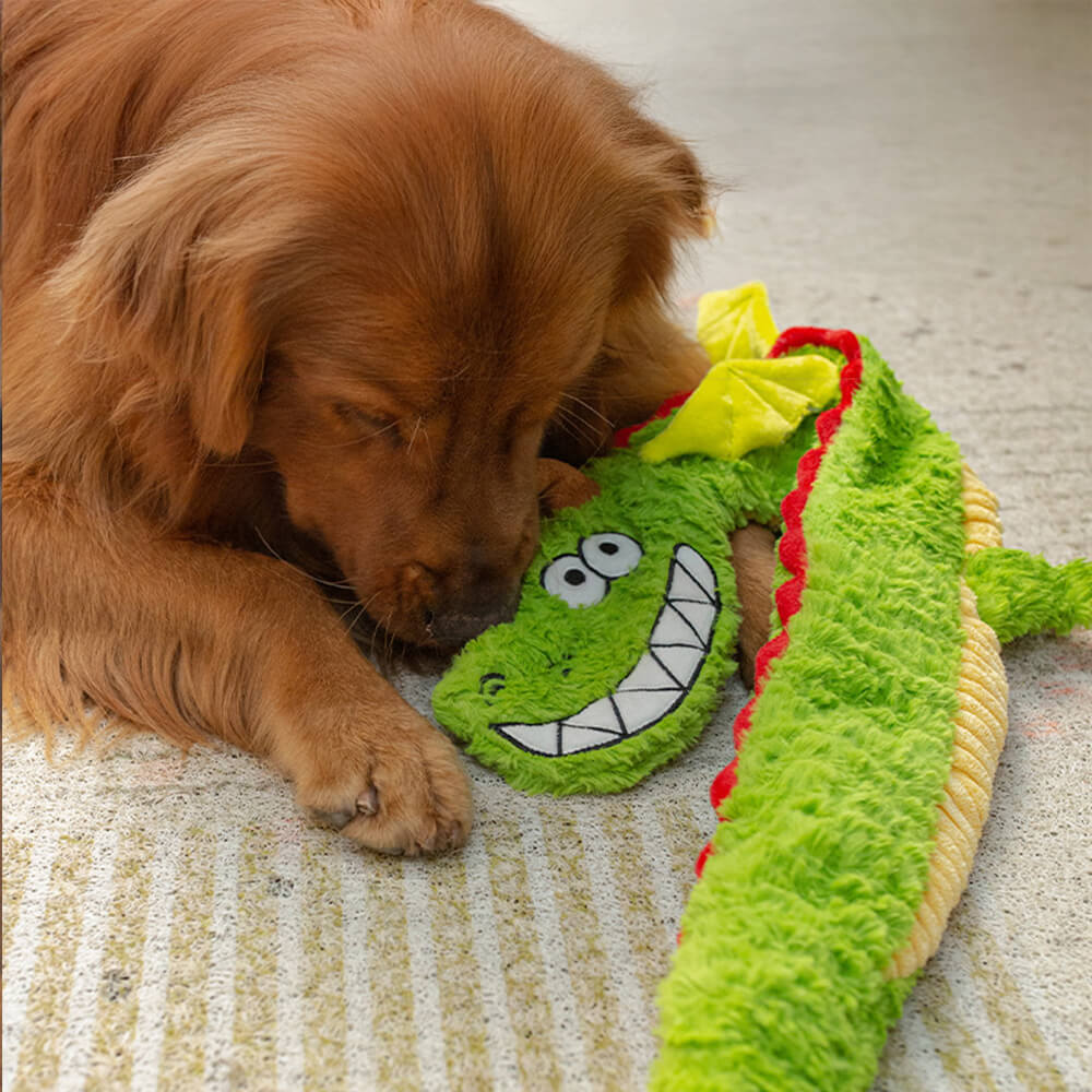 Interactive Crinkle Dragon Tug Toy for Dogs – Squeaky Chew & Pull Dog Toy