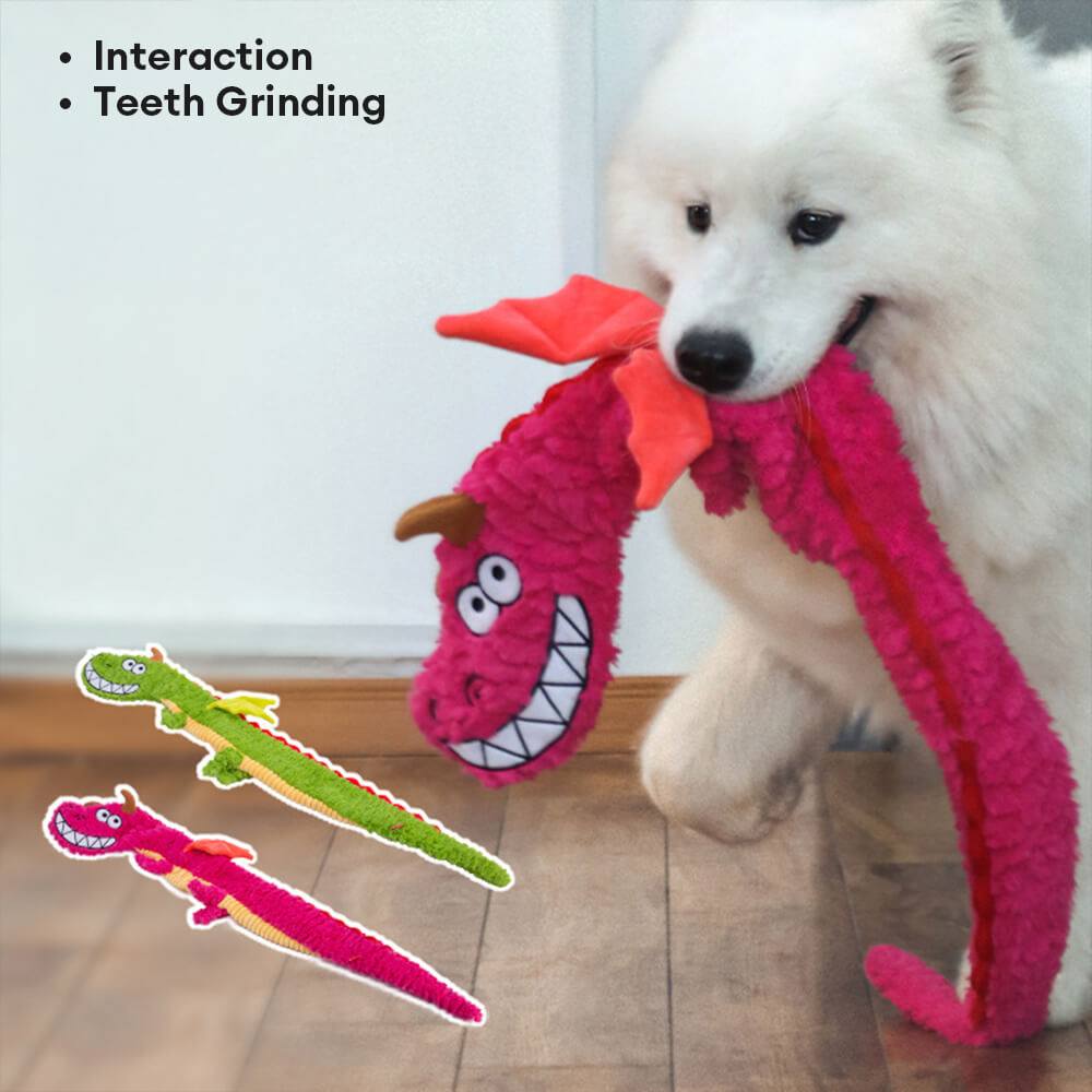 Interactive Crinkle Dragon Tug Toy for Dogs – Squeaky Chew & Pull Dog Toy