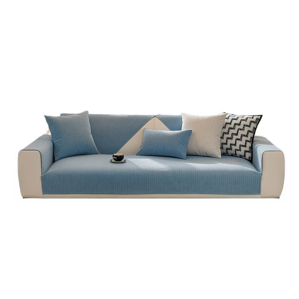 Minimalist Waterproof Wheat Stripe Design Chenille Couch Cover