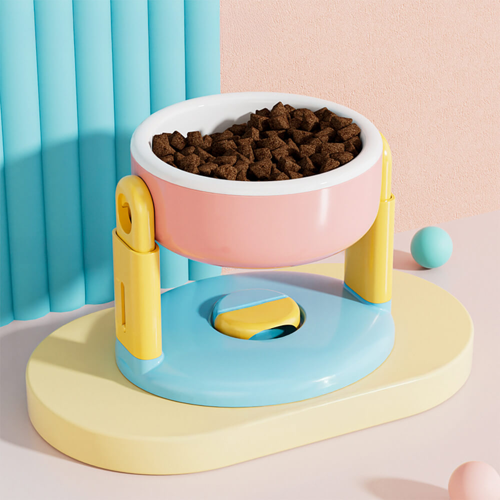 Neck Protection Adjustable Raised Pet Bowl with Anti-Slip Suction Base