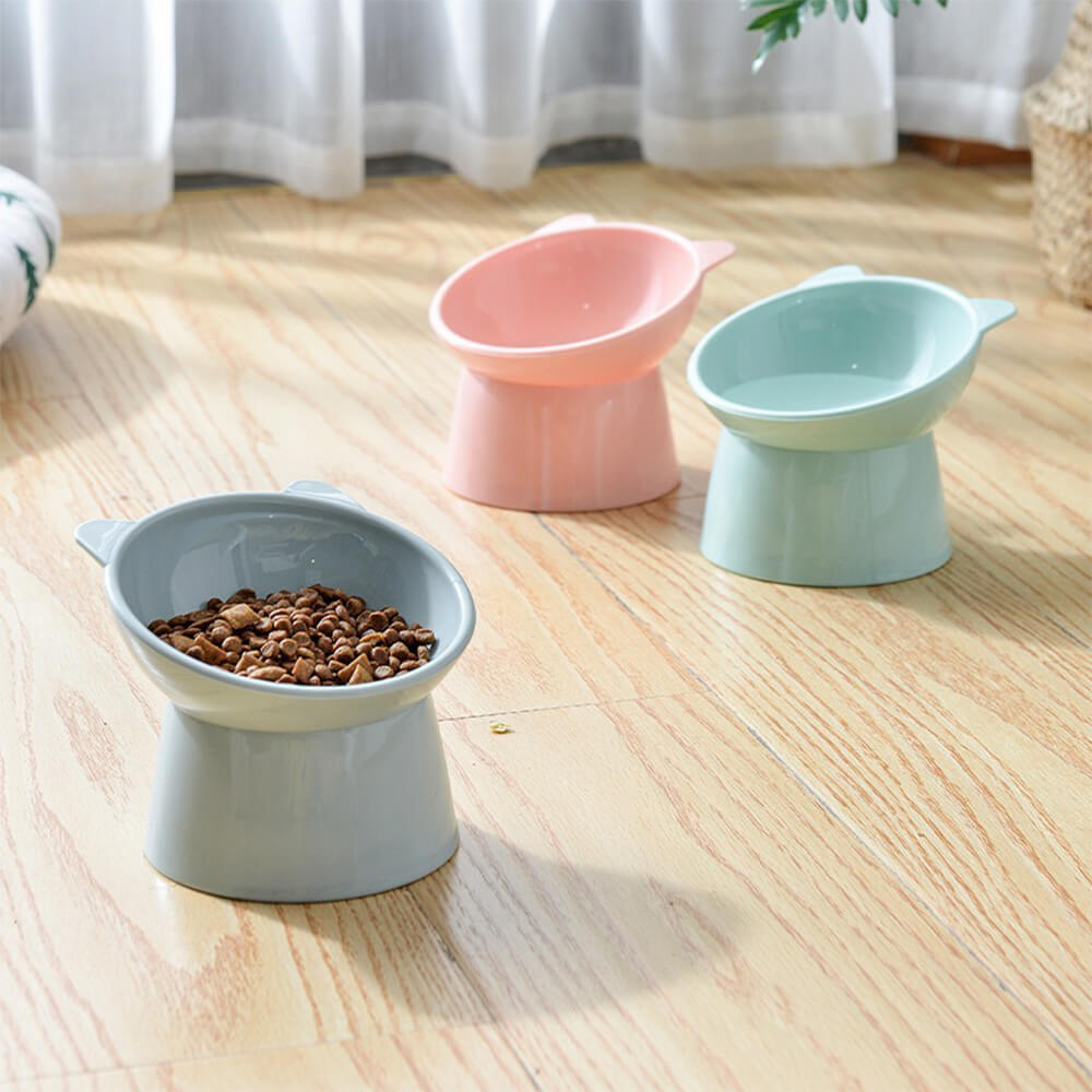 Nordic Style Elevated Anti-Choke Anti-Spill Slanted Feeding Cat & Dog Bowl