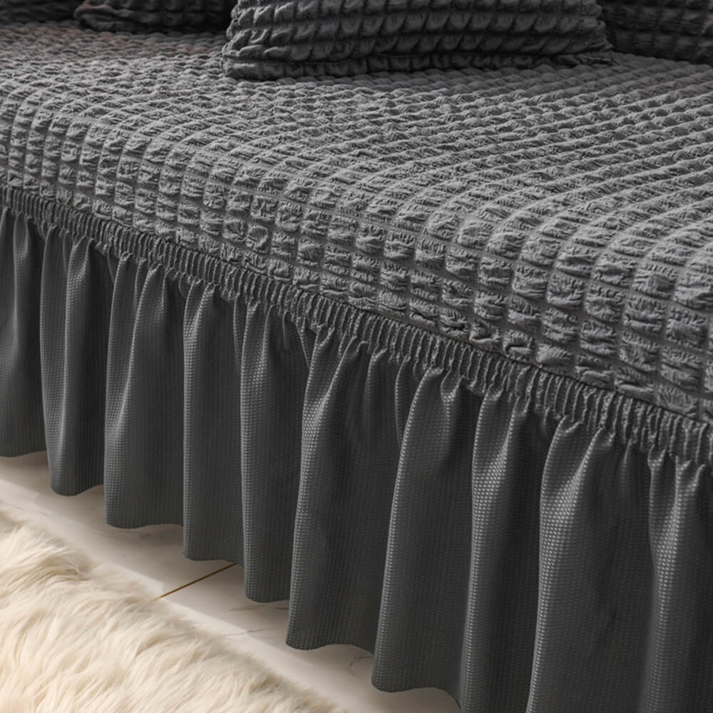 Seersucker Non-Pilling Romantic Skirted Magic Couch Cover