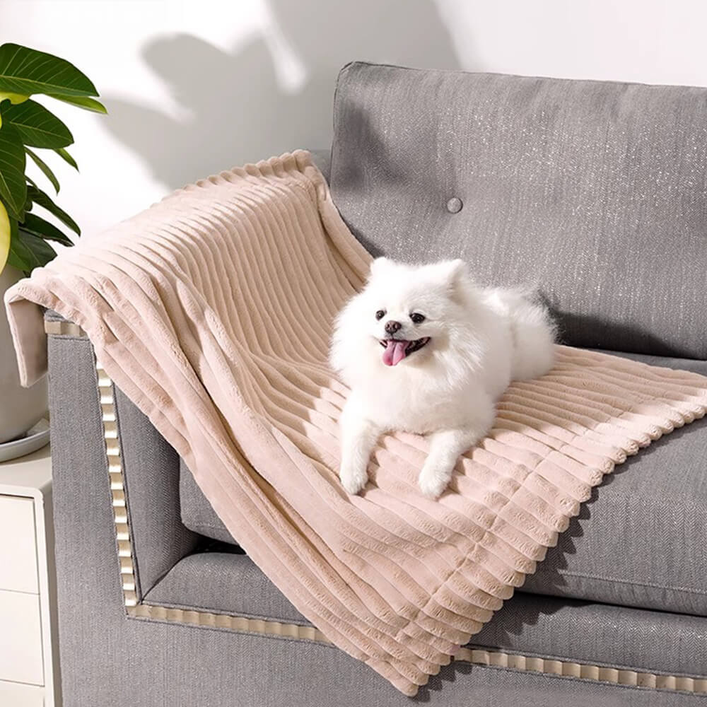 Striped Water-Resistant All-Season Warm Pet Blanket for Multi-Use