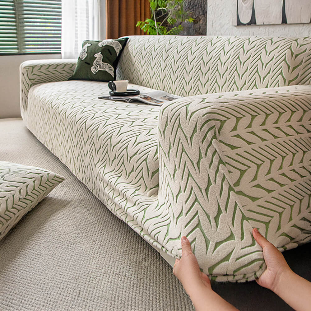 Textured Wheat Ear Pattern Jacquard Fleece Magic Couch Cover