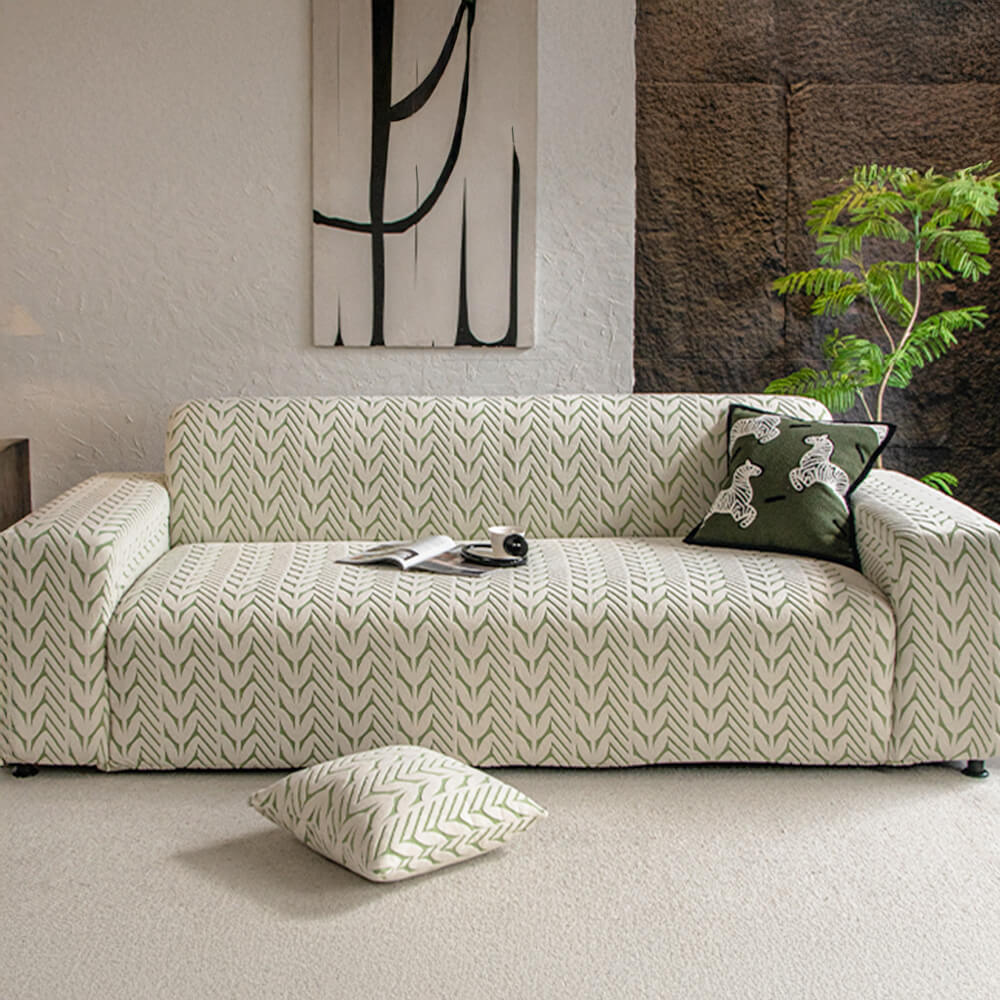 Textured Wheat Ear Pattern Jacquard Fleece Magic Couch Cover