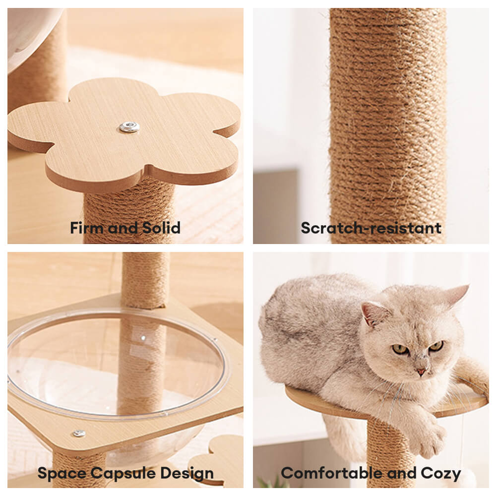 Five-Tier Cat Tree with Space Capsule and Wear-Resistant Scratching Posts
