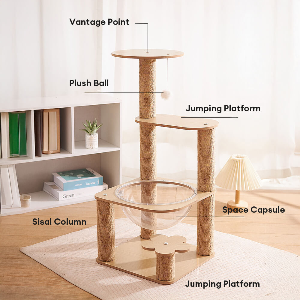 Five-Tier Cat Tree with Space Capsule and Wear-Resistant Scratching Posts
