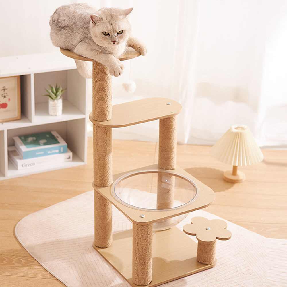 Five-Tier Cat Tree with Space Capsule and Wear-Resistant Scratching Posts