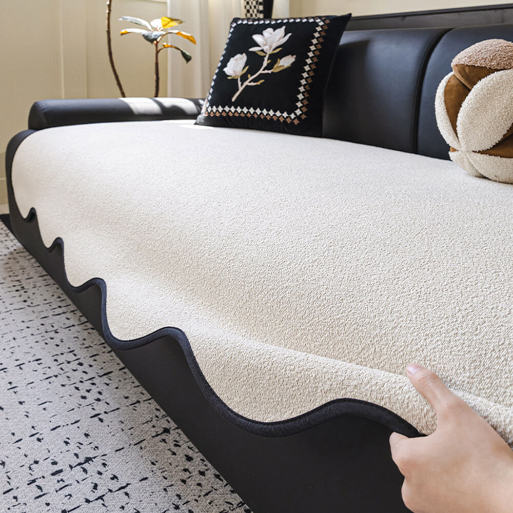 Waterproof Teddy Fleece Non-Slip Straight Couch Cover