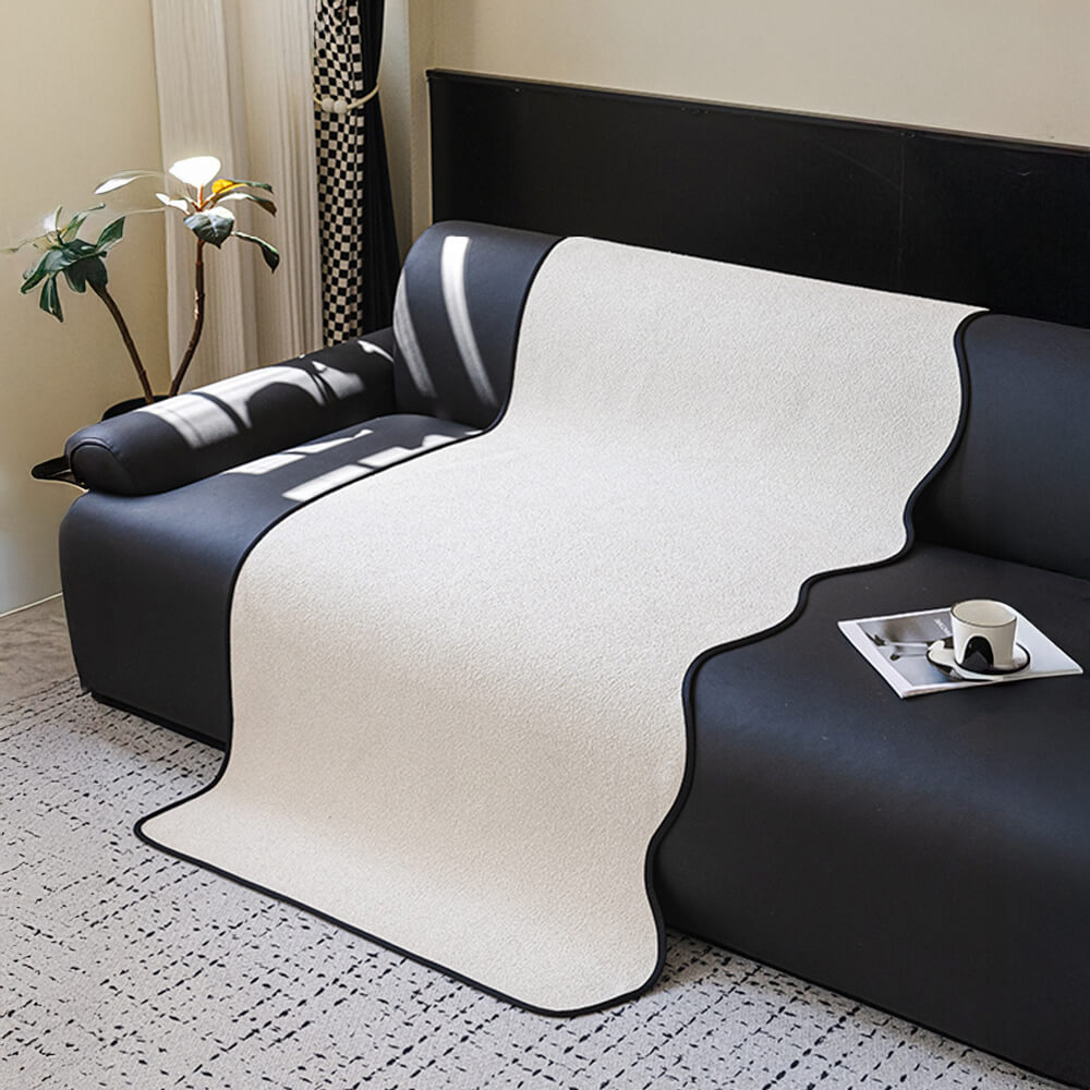 Waterproof Teddy Fleece Non-Slip Straight Couch Cover